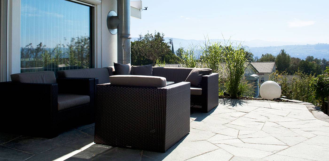 Sitzplatz Quarzitplatten